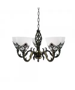 Lustra Cezar, 5*E27, Bronz Antichizat, Metal si Sticla