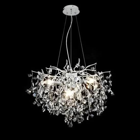 Lustra cu Cristal Konnan 6*E14 Diametru 60cm Alb Lustra cu Cristal Konnan 6*E14 Diametru 60cm Alb