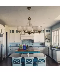 Lustra Daiana, 5*E27, Bronz Antichizat, Metal si Sticla