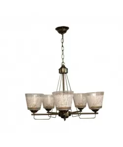 Lustra Daiana, 5*E27, Bronz Antichizat, Metal si Sticla