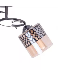 Lustra Edwin, 2*E27, Negru cu Fumuriu, Metal si Sticla