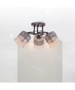 Lustra Edwin, 3*E27, Negru cu Fumuriu, Metal si Sticla