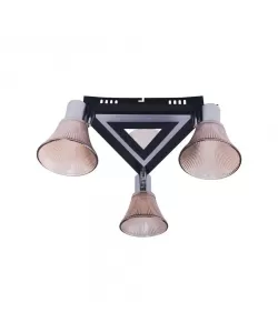 Lustra Estena, 3*E27, Auriu si Negru, 3D, Metal si Sticla