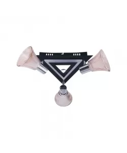 Lustra Estena, 3*E27, Auriu si Negru, 3D, Metal si Sticla