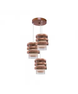 Lustra Eve, 3*E27, Maro Deschis, Lemn Masiv