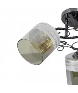 Lustra Fevronia, 3*E27, Alb, Metal si Sticla