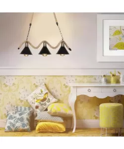 Lustra Franghie, 3*E27, Maro, Metal si Sfoara