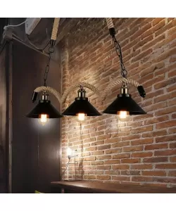 Lustra Franghie, 3*E27, Maro, Metal si Sfoara