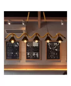 Lustra Franghie, 5*E27, Maro, Metal si Sfoara