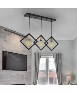 Lustra Fresi, 3*E27, Metal, Negru