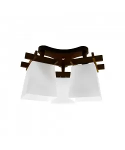 Lustra Jade, 3*E27, Alb cu Maro, Metal si Sticla