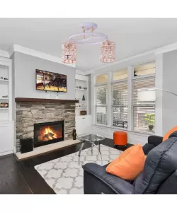 Lustra Josephina, 2*E27, Alb, Metal si Cristal