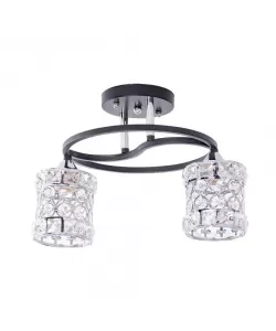 Lustra Josephina, 2*E27, Negru, Metal si Cristal