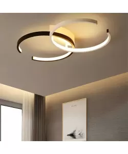 Lustra LED Alesis cu Telecomanda, 80W, Metal si Acril, Lumina Rece/Calda/Neutra, Alb cu Negru