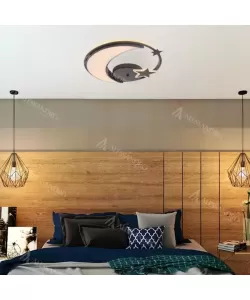 Lustra LED Alyona cu Telecomanda, 100W, Acril si Metal, Negru