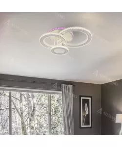 Lustra LED Analena cu Telecomanda, 134W, Alb, RGB