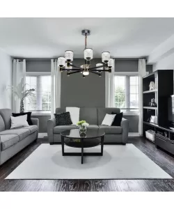 Lustra LED Andreea, 160W, Diametru 70cm, Negru si Auriu, 3000/4000/6000K