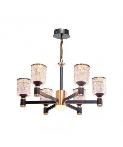 Lustra LED Andreea, 160W, Diametru 70cm, Negru si Auriu, 3000/4000/6000K