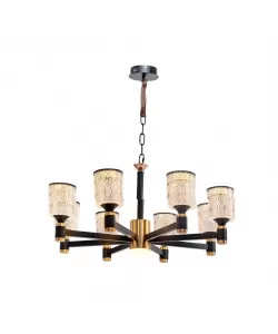 Lustra LED Andreea, 180W, Diametru 74cm, Negru si Auriu, 3000/4000/6000K