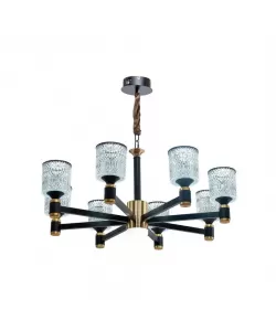 Lustra LED Andreea, 180W, Diametru 74cm, Negru si Auriu, 3000/4000/6000K