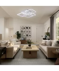 Lustra LED Andromeda cu Telecomanda, 72W, Alb, Acril, Dimabila