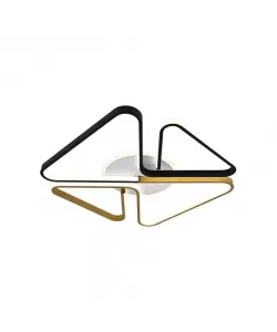 Lustra LED Aneta cu Telecomanda, 160W, Acril si Metal, Negru, Alb si Auriu