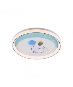 Lustra LED Astronaut cu Telecomanda, 120W, Acril si Metal, Alb, Rosu si Albastru