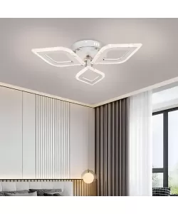 Lustra LED Auralis cu Telecomanda, 42W, Acril si Metal, 3000K/4000K/6000K, Dimabila, Crom