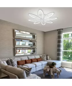 Lustra LED Brandusa cu Telecomanda, 160W, Dimabila, Alb