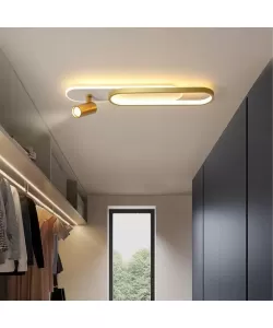 Lustra LED Camilla, 24W, Acril si Metal, Alb si Auriu