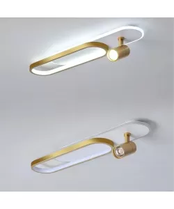 Lustra LED Camilla, 24W, Acril si Metal, Alb si Auriu