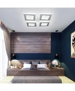 Lustra LED Cataleia cu Telecomanda, 208W, Alb, Acril, Dimabila