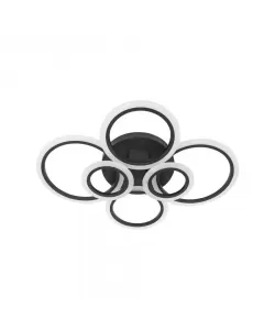 Lustra LED Cerc cu Telecomanda, 136W, 6 Cercuri, Dimabila, Negru Lustra LED Cerc cu Telecomanda, 136W, 6 Cercuri, Dimabila, Negru