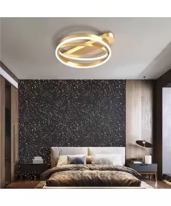 Lustra LED Cero cu Telecomanda, 90W, 2.4GHz, Dimabila, Acril, Auriu