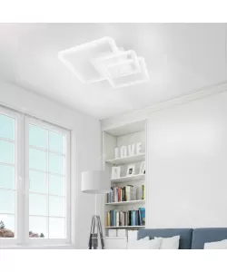 Lustra LED Ceyda cu Telecomanda, 120W, Acril si Metal, Alb