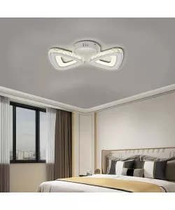 Lustra LED Cleon cu Telecomanda, 2.4Ghz, 56W, Acril si cristal, Alb Lustra LED Cleon cu Telecomanda, 2.4Ghz, 56W, Acril si cristal, Alb