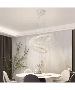 Lustra LED Cristal Cassian 80W Dimabila Diametru 50cm Argintiu