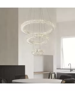 Lustra LED Cristal cu Telecomanda Canaan 120W Dimabila Argintiu