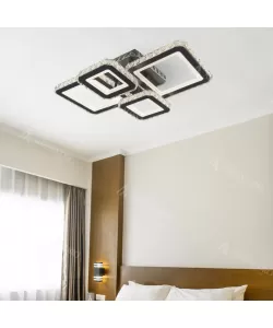 Lustra LED Cristal RGB cu Telecomanda Blakely 154W Dimabila Negru