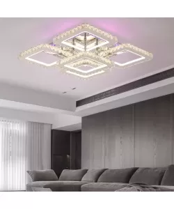 Lustra LED Cristal RGB cu Telecomanda Destiny 100W Dimabila Argintiu