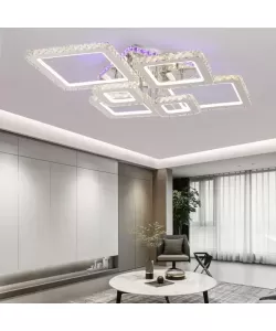 Lustra LED Cristal RGB cu Telecomanda Reyna 138W Dimabila Argintiu