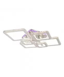 Lustra LED Cristal RGB cu Telecomanda Reyna 138W Dimabila Argintiu