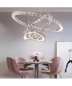 Lustra LED Cristal cu Telecomanda Hallie, 138W, Argintiu Lustra LED Cristal cu Telecomanda Hallie, 138W, Argintiu