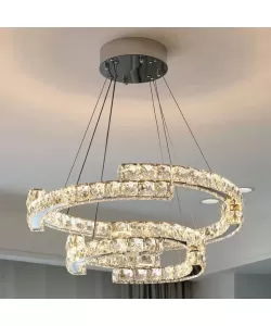 Lustra LED Cristal cu Telecomanda Latifah 118W Argintiu