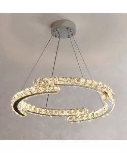 Lustra LED Cristal cu Telecomanda Yonca 46W Dimabil Argintiu