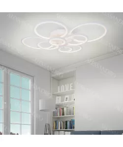 Lustra LED cu Telecomanda Asteria 264W 8 Cercuri Dimabila Alb