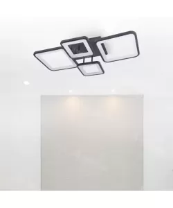 Lustra LED cu Telecomanda Camellie, 88W, Lumina Rece/Calda/Neutra, Dimabila, Negru