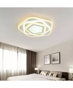 Lustra LED cu Telecomanda Pentagon, 49W, Alb, Acril, Dimabila Lustra LED cu Telecomanda Pentagon, 49W, Alb, Acril, Dimabila