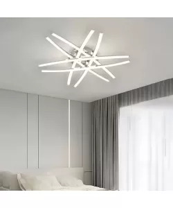 Lustra LED cu Telecomanda River 144W Dimabila Alb Argintiu