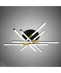 Lustra LED cu Telecomanda Santino 72W Dimabila Negru Auriu